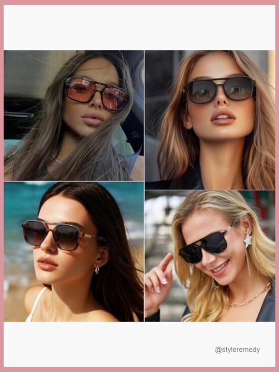 Retro Aviator Sunglasses with Plastic Frames and UV400 Protection main image 7